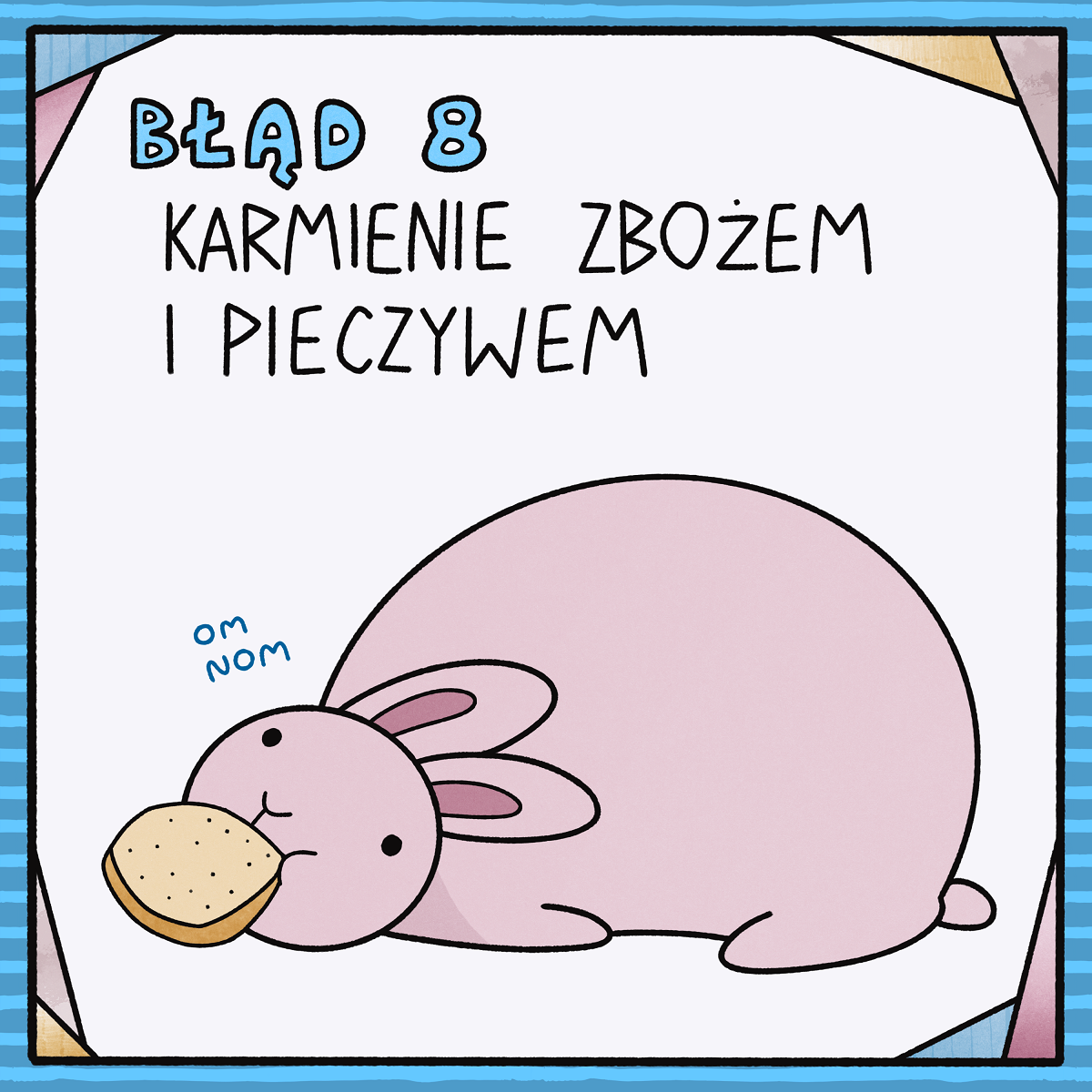 gruby królik z chlebem w pysku